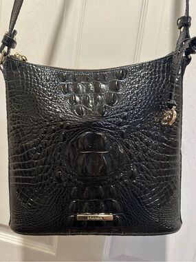 Brahmin Katie Black Melbourne Crossbody with Gold Hardware